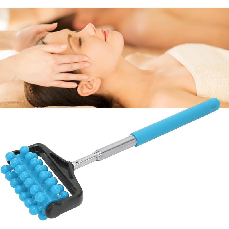Telescopic Portable Muscle Roller Blue- Non-Slip Grip Massager with Adjustable