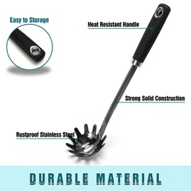 Stainless Steel Spaghetti Spoon - 12.6 Inch Pasta Spoon with Comfortable Grip Design -Metal Pasta Fork Pasta Server - Kitchen Gadgets Pasta Ladle Kitchen Tools
