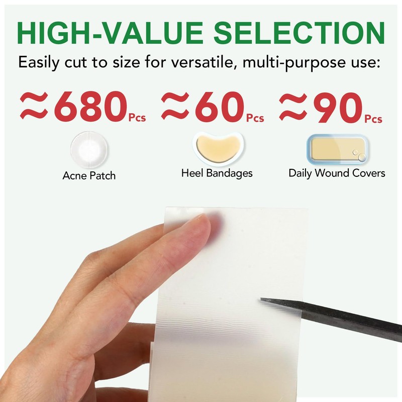 Hydrocolloid Roll, Hydrocolloid Bandages for Wounds Care, 2in x 4.9ft