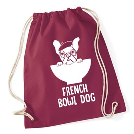 Hippowarehouse French bowl dog Drawstring CottonSchool Gym Bag 37cm x 46cm, 12 litres