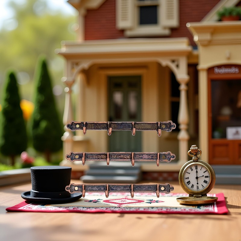 3Pcs/Set Brown 1/12 Miniature Coat Rack Dollhouse Accessories Dolls Decoration