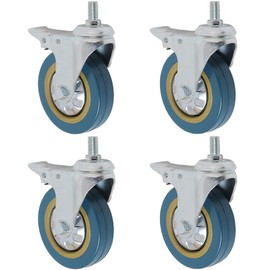 Anhoer Heavy Duty Castor Wheels Set Swivel Castor Wheels Trolley 50mm Silent Casters with Brakes & Screws Max Load Capacity 200kg for Furniture