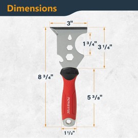 POWERTEC 9-in-1 Painter's Tool w/ 3 Inch Stainless Steel Putty Knife | Straight Scraper, Grout Remover, Roller Cleaning, Can Opener, Bottle Opener, Nail Puller, Screwdriver, 3/8" & 1/4" Wrench (72067)