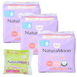 NaturaMoon Water Absorbing Pad, 1.1 fl oz (30 cc), Set of 14 x 3 Packs + (Trial Pack of 2) Natura Moon Sanitary Napkins with Wings for Many Days