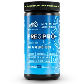 Probióticos y Prebióticos 40 Billones UFC Enzimas Digestivas 4 en 1  120 Cápsulas Veganas (60 Porciones) - BPN PRO                                    