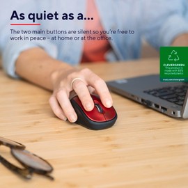 Trust Yvi+ Silent Wireless Mouse, Sustainable Design, 800-1600 DPI, For Left and Right Hand Users, Storable USB Micro Receiver, Quiet Compact Computer Mouse for PC, Laptop, Mac, Home Office - Red