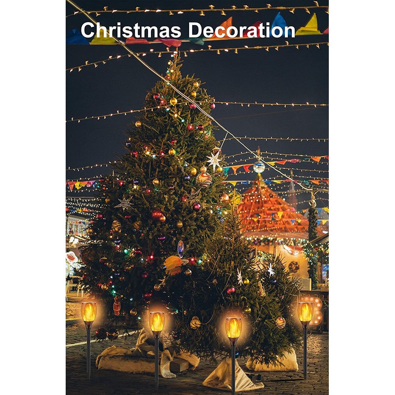 JAYXC HOME 8-Pack Solar Lights Upgraded, 28" Waterproof Flickering Flames