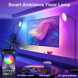 echosari Floor Lamp for Bedroom, Super Bright Torchiere Floor Lamps APP & Remote Control, 67'' Music Sync Tall Standing Lamp for Living Room Office Game Room (RGB & 2700K to 6500K)