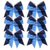 Cheerleader Bows 8 Inch Comb Color Ponytail Holder with Bling
