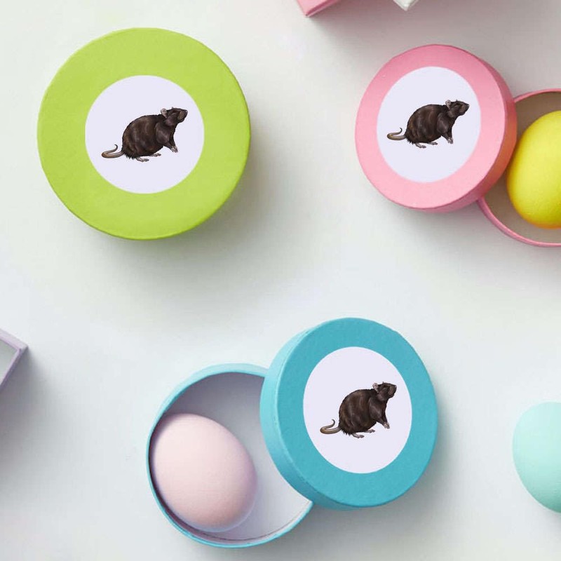 24 x 40mm Round 'Brown Rat' Stickers (SK00049953)