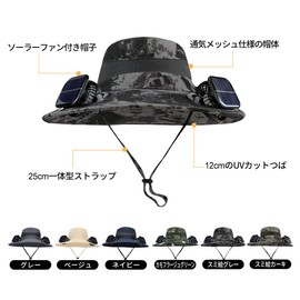 Rayzonic Solar Fan Hat, Double Fan Hat, Large Airflow, Fishing Hat, USB Charging, Supports USB Charging, 3 Levels of Air Flow Adjustment, 4.7 inches (12 cm) Brim, Sun Protection, Breathable Mesh Hat