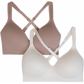 Carole Hochman Seamless Comfort Bra Wire Free Molded Cups Comfort Straps (2 Pack) (as1, Alpha, l, Regular, Regular, Bark/Cloud Dancer)