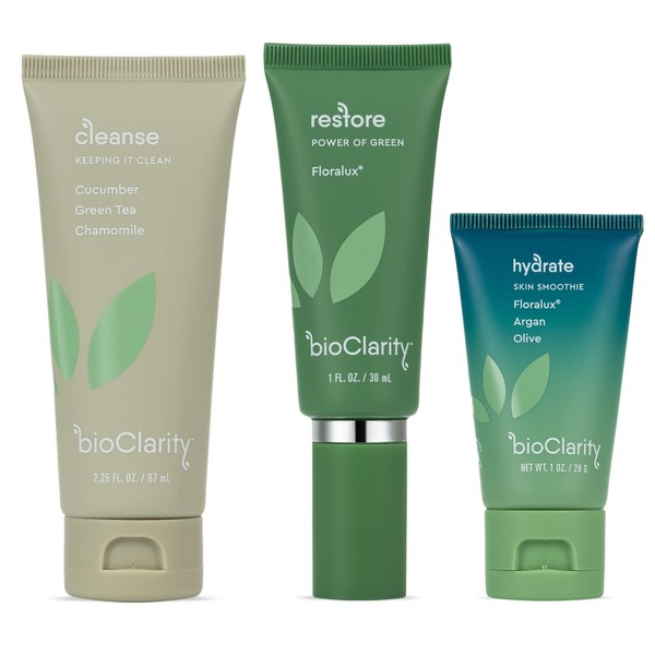 bioClarity 3-Step Essentials Skin Routine (Mini Size) for Normal & Oily Skin Types | 100% Clean, Vegan Ingredients