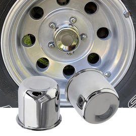 AYZH 4 Pack Chrome Steel Center Caps Push Thru for Trailer Wheel Rims 4.25" Center Bore