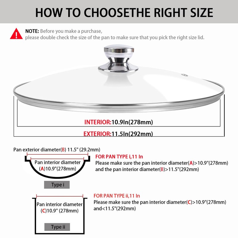 11 Inch Tempered Glass Lid Replacement Cover for 11 Inches