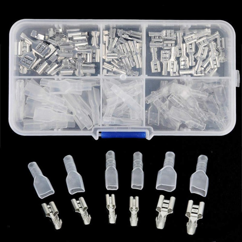 Gasea 120pcs Crimp Terminals Female Spade Connector Wire Terminal Kit