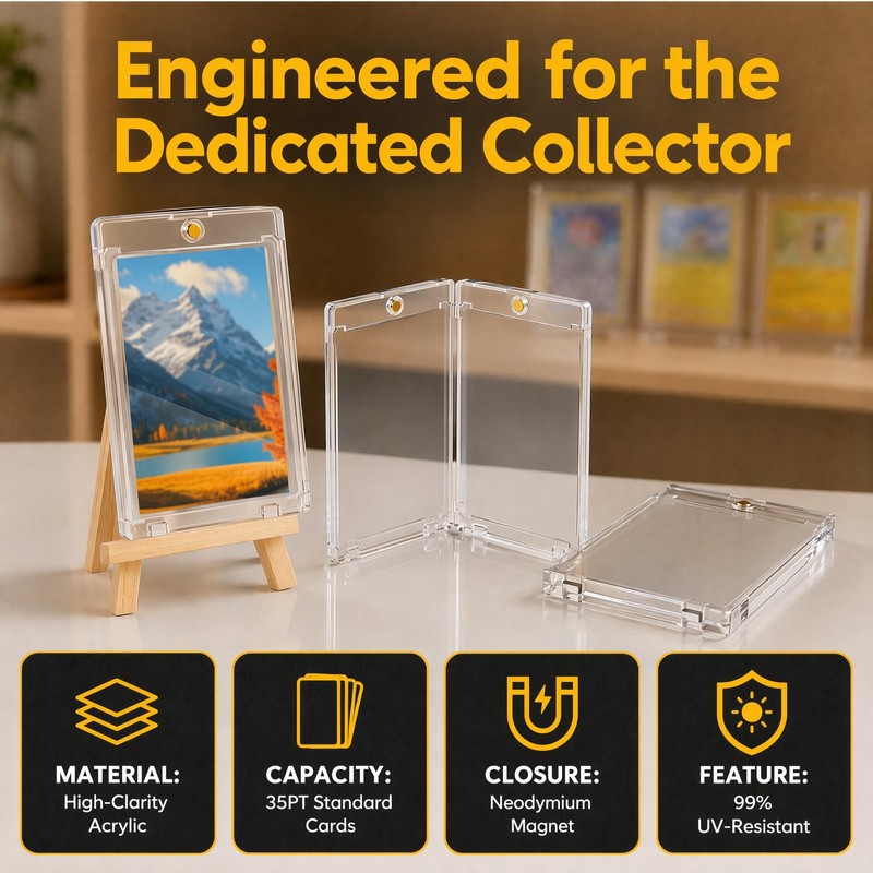 16Pcs 35PT Magnetic Card Holder, Clear Acrylic Trading Card Protector