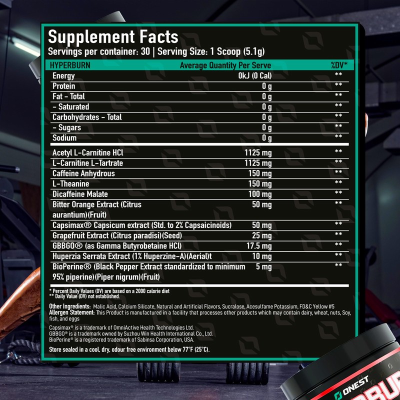 ONEST Hyperburn Thermogenic Powder – 153g (30 Servings) Enhanced Energy