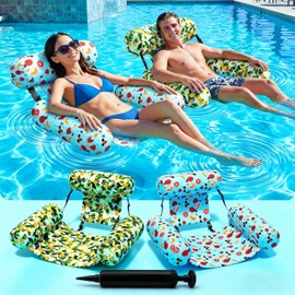 Inflatable Pool Floats for Adults ，2 Pack Floating Lounge Chair & Pool Noodle, Thickened Durable Design with Air Pump, Ideal for Summer Pool Parties, Beach & Lake Relaxation