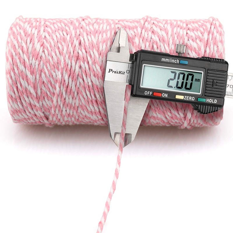 Pink and White Twine,100M/328 Feet Cotton Bakers Twine,Christmas String,Heavy Duty
