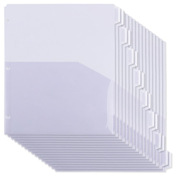 Framendino, 2 Sets Plastic Folder Dividers with Pockets for 3
