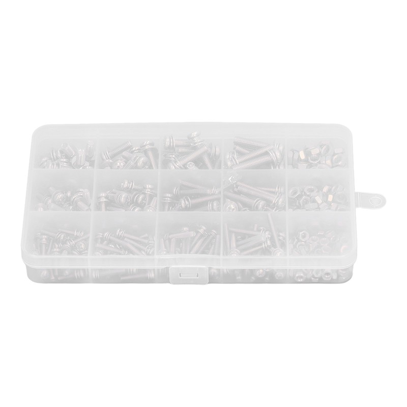 360pcs Screw Nut Set Stainless Steel Flat Washer Spring Washer
