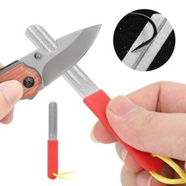 Fish Hook Sharpener, Double Sided Diamond File Sports Fishing Hook Hone, Fishhook Sharpening Whetstone with Handle 400/800 Grits Diamond Fish Hook Grinding File for Fishing