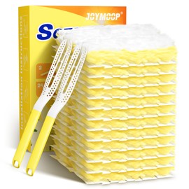 JOYMOOP Heavy Duty Dusters for Cleaning, 2 Yellow White Handles with 24 Ct Yellow Disposable Refills, Static Dusting Tool for Home, Office and Car Interior
