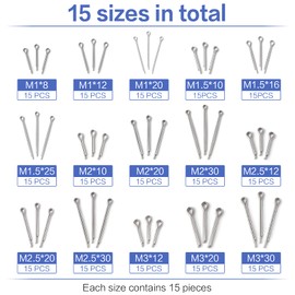 225 Pcs Stainless Steel Cotter Pin Assortment Kit, Cotter Pin Clip Key Fastener Fitting for Automotive, Mechanics and Workshop