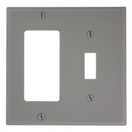 Leviton 80707-GY 2-Gang 1-Toggle 1-Decora/GFCI Device Combination Wallplate, Gray