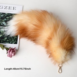Supper Huge and Fluffy Sunny Fox Tail Fake Tail 15.7 inch Animal Tail,Keychain Fluffy Faux Fur Tail
