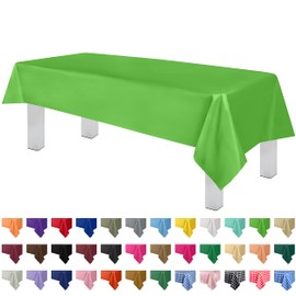 Grandipity 12 Pack Premium Disposable Plastic Tablecloth 54 Inch. x 108 Inch. Decorative Rectangle Table Cover - Lime Green