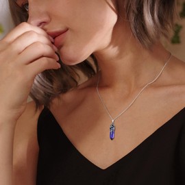 ChicSilver 925 Silver Gemstone Necklace for Women Girls Hexagon Prism Chain Snake Chain Olive Leaves Chain with Birthstone Healing Stone Necklace for Mother's Day Birthday Valentine's Day, Sterling