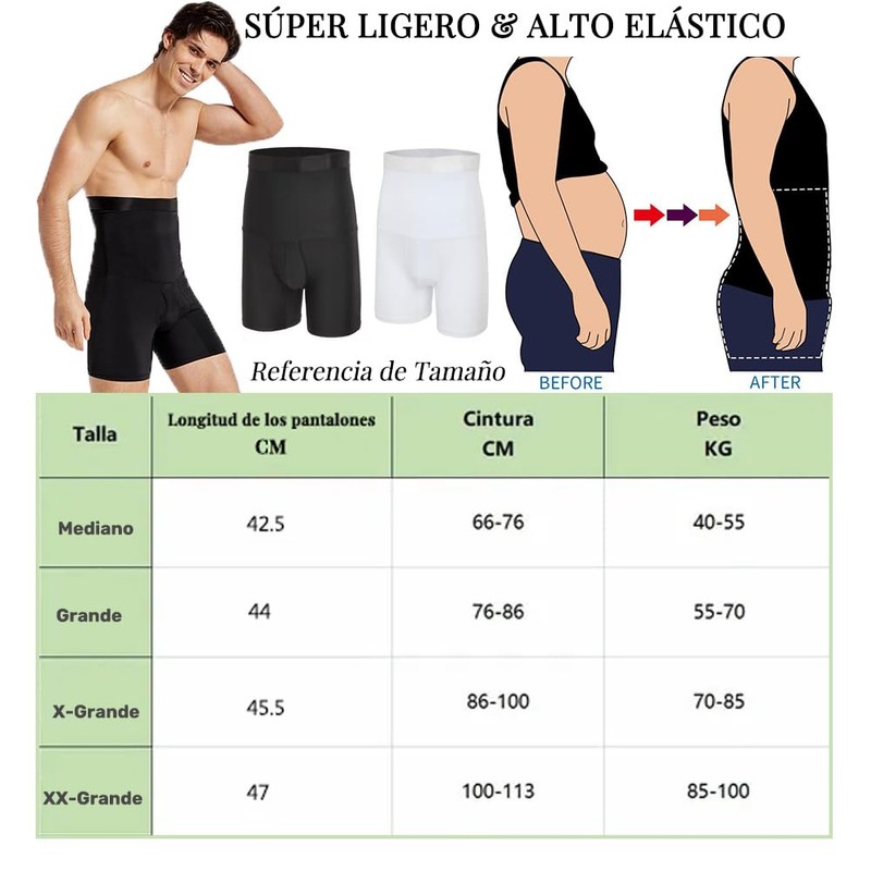 GREENOOR Pantalones Cortos con Control de Abdomen para Hombre (MX/US,