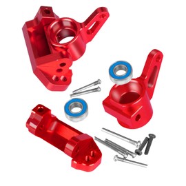 ARRCat Upgrades Parts for 1/10 Slash 2WD/Stampede 2WD/Rustler 2WD/Nitro Slash 2WD RC Truck,Alloy Steering Blocks & Front Caster Block with Ball Bearings,Hop Ups Replace #3736 3632,Red