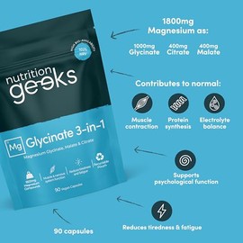 Magnesium Glycinate 3-in-1 Complex - 1800mg Supplements as Bisglycinate, Citrate & Malate 360 Vegan Capsules (6 Months Supply), Triple High Absorption 384mg Elemental, UK Made