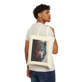 Cotton Canvas Tote Bag - Guardian of the Ethereal Realms - Color: Natural, size: 15" x 16"