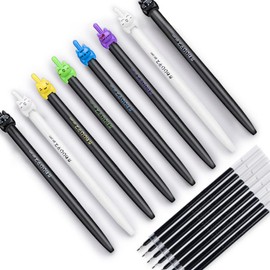 retractable cat gel pens,Fine Point 0.5mm black ink,Cute kitty fun ball point pens for girls School Office Supplies,12pcs fun pens.