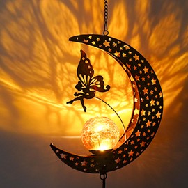 Solar Moon Fairy Wind Chimes Outdoor, Waterproof Moon Wind Bells Light Clearance for Outside, Unique Gifts for Mother's Day, Children's Day, Birthday, Mom, Women, Decor for Garden, Yard, Party