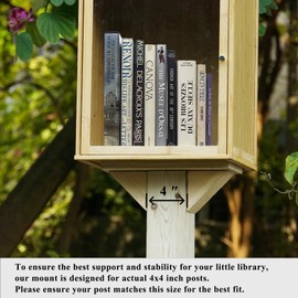 Outdoor Little Library Mount Stable Wood Book Storage Box Bracket, Slip It on Your 4x4 Post, Perfect Stand for Outside Lending Library Box Birdhouse, Mailbox