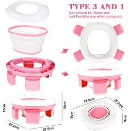 WUSUPU Toilettensitz Kinder,Töpfchen Training Sitze,Töpfchen für Unterwegs,Reisetöpfchen mit 20 Stück Töpfchenbeutel,3-IN-1 Unterwegs Potty Seat Baby Faltbare Tragbar Anti-Rutsch-Design