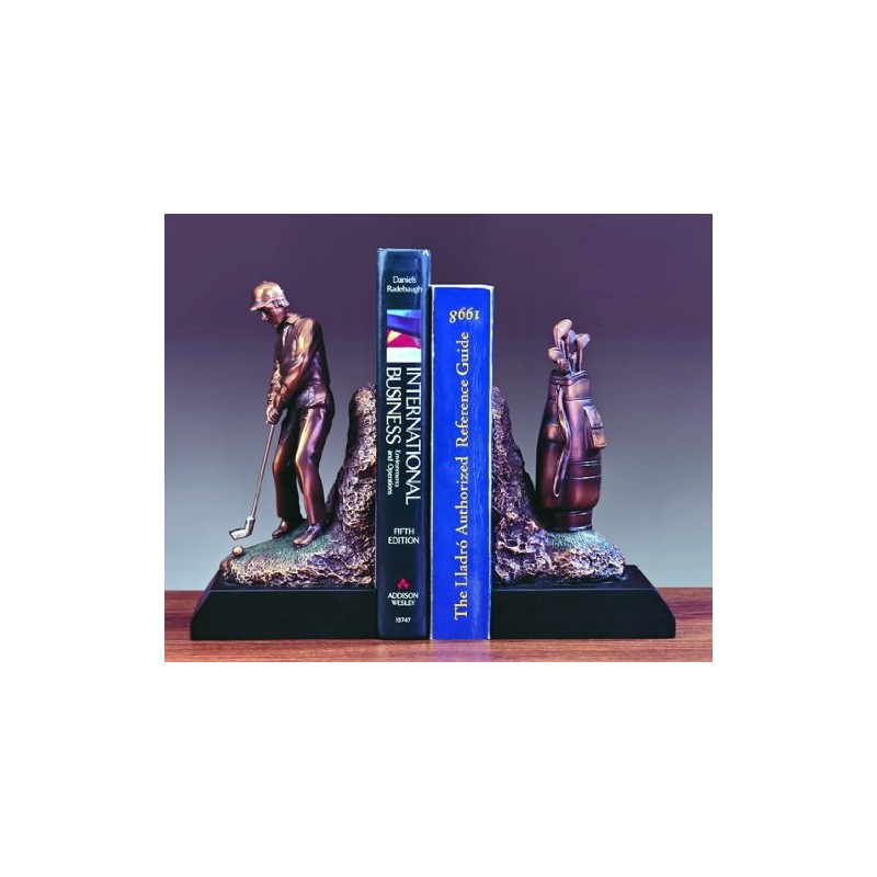 Golfer Golf Golfing Bronze Finish Bookends, 9 inches H