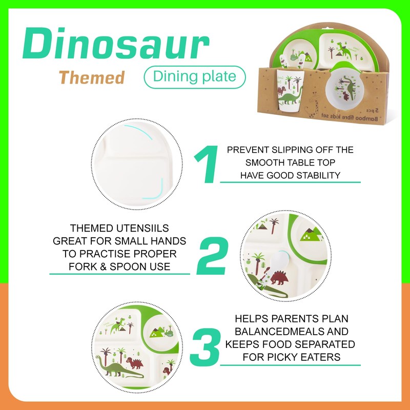 Kids Feeding Set 5 Pcs, Tableware Set for Toddlers Includes