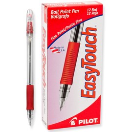 PILOT EasyTouch Ballpoint Stick Pens, Fine Point, Red Ink, 12-Pack (32003)