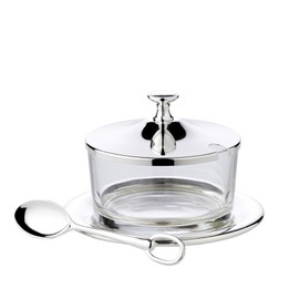 EDZARD Parmesan Glass Sublime Height 12 cm Elegant Silver Plated with Saucer and Spoon