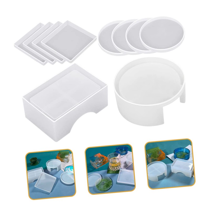 jojofuny 1 Set Coaster Molds for DIY Epoxy Resin Easy