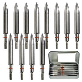 Puntos de flecha de campo de 250 granos, punta de campo de tiro con arco, tornillo de acero inoxidable de 5/16 pulgadas en puntas de campo de tiro con arco y cabezas anchas (1 docena de 12 piezas), 1.1 x 0.9 x 0.6 pulgadas
