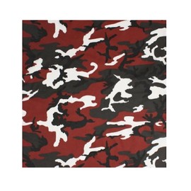12-Pack Camouflage Bandanas 100% Cotton Camo Army Tactical Headwraps 22" x 22" [Red Camouflage]
