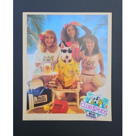 Vintage 1988 Bud Light Club Spuds Spud Mackenzie Advertising Poster NOS