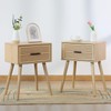 2 Sets Striped Grooved Nightstand with Solid Wood Storage Drawer,